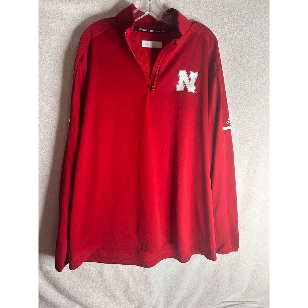 Adidas Nebraska Huskers Mens 2XL Red Quarter Zip Pullover Jacket